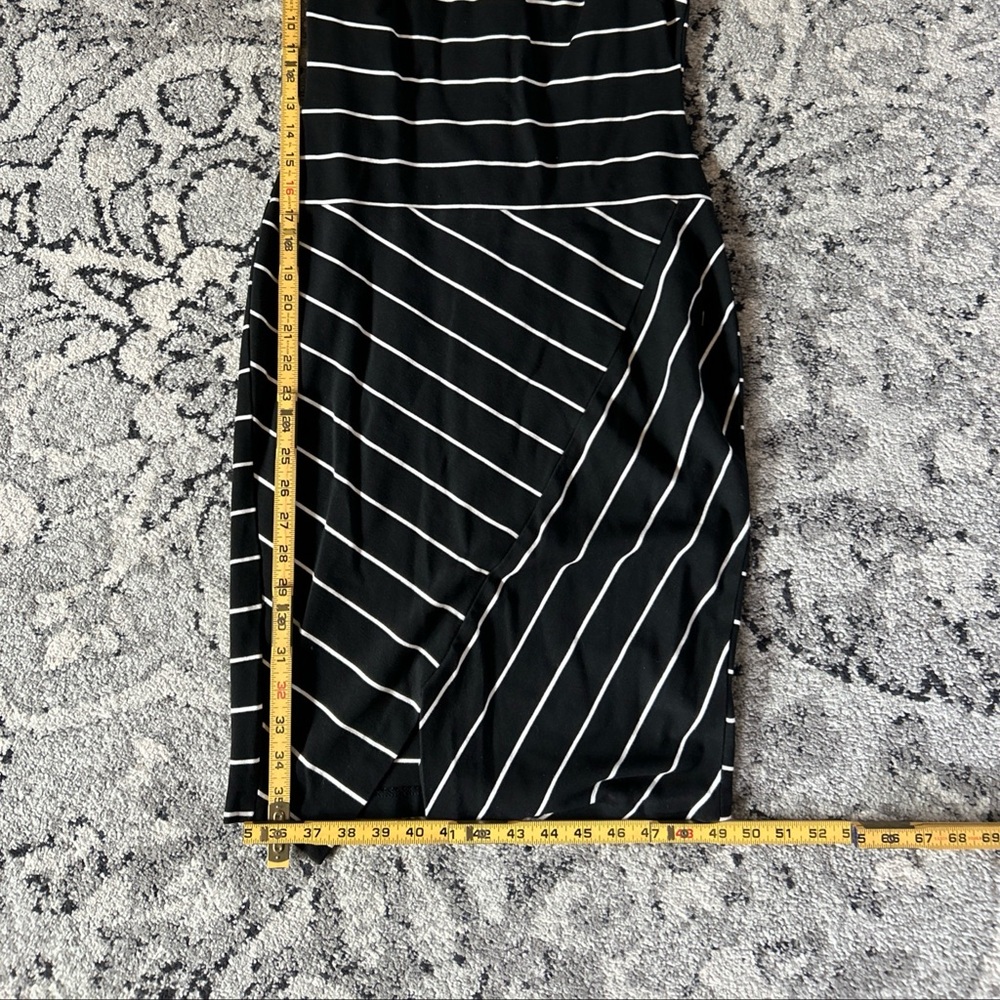 Calvin Klein Black and White Asymmetrical Pencil Skirt